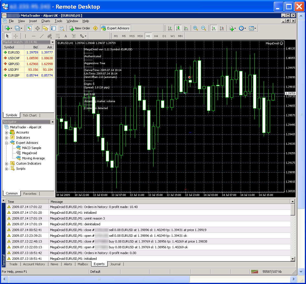 Forex MegaDroid trades on our live account at long last