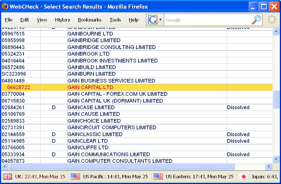 Search results for "Gain Capital" at Companies House